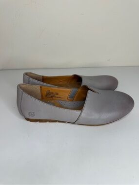 Born Ballet Flats Womens Size 7.5M Gray Leather Slip On Casual Comfort Shoes